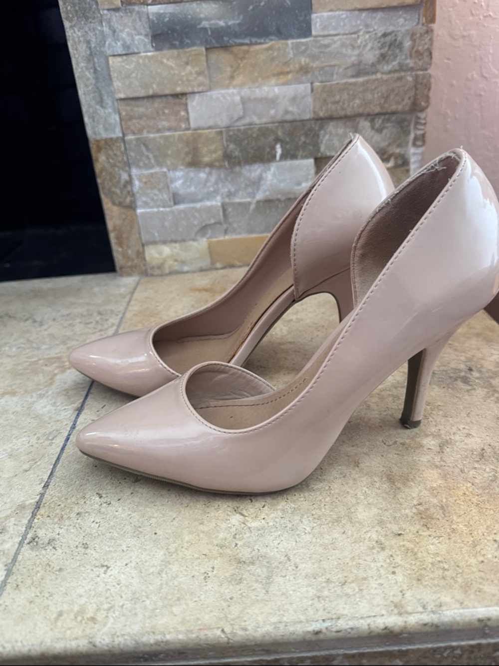 Steve Madden Nude Patent Pointed-Toe High Heel Pumps